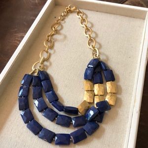 Blue & gold colored necklace 11-12” long